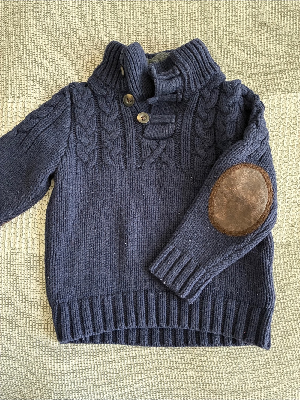 Baby Gap Navy Cable Knit Sweater with Elbow Patches